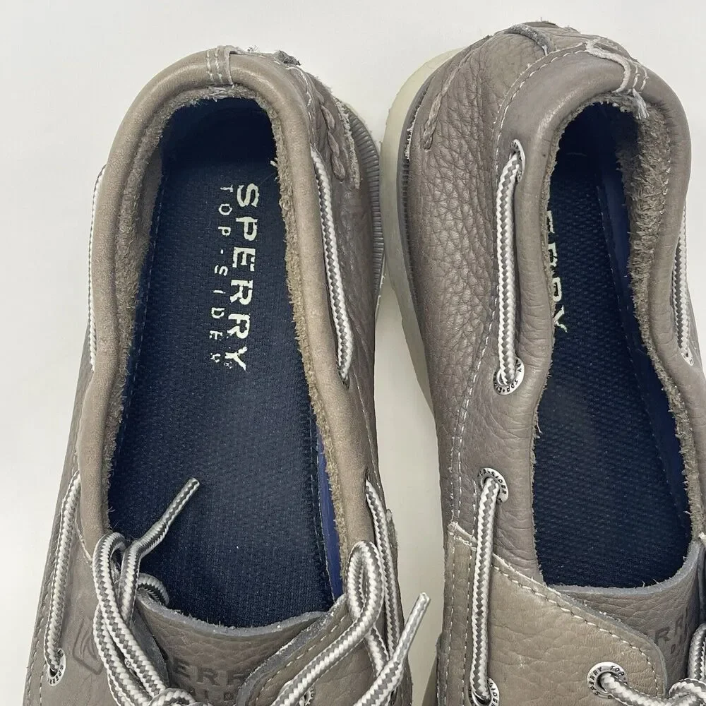 Sperry Top Sider Leeward Boat Shoes Mens 12 M Gray Leather 2 Eye Moccasins